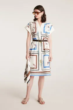Botanical Dress - White/Blue