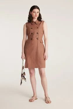 Linen Trench Dress - Mocha