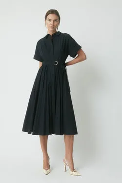 Margot Pleated Shirt Dress - Midnight