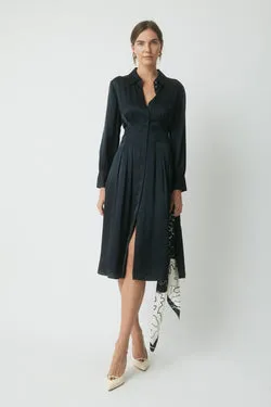 Maja Silk Shirt Dress - Midnight