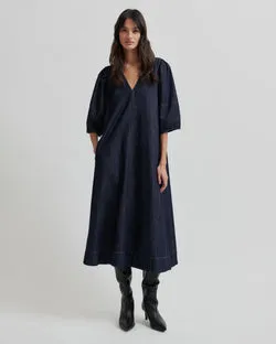 Dera Denim Dress (Dark Blue Denim)