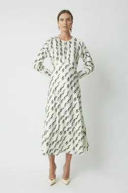 Shiloh Silk Dress - Khaki/Cream