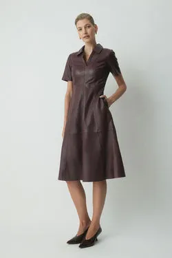 Florence Leather Dress - Burgundy