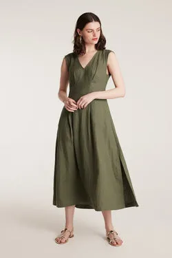 Lani Linen Dress - Leaf Green