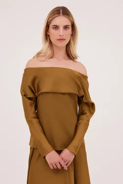 GOLD SATIN CREPE BIJOU TOP