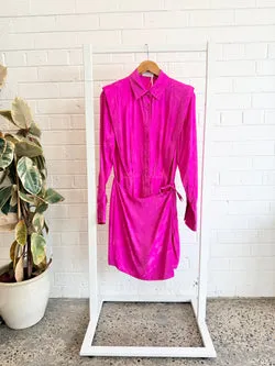 Rebecca Vallance Hot Pink Theresa Shirt Dress - Size 8