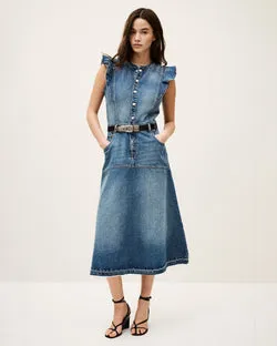 Vayea Denim Midi Dress (Light Used Blue)