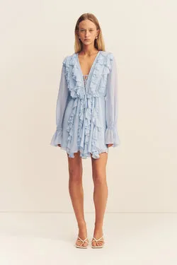 EMORY RUFFLE MINI DRESS - ARCADIAN BLUE
