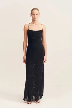 BOWERY LACE BACK BIAS MAXI DRESS - NOIR