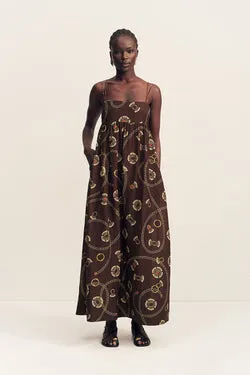 VACANZA SQUARE NECK MAXI DRESS - MEDALLION STAMP