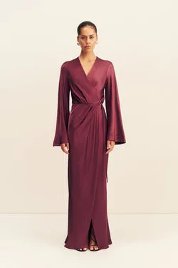 LA LUNE LONG SLEEVE WRAP MAXI DRESS - SHIRAZ