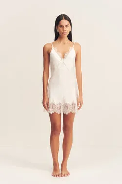 LUSTRE LACE SLIP MINI DRESS - IVORY
