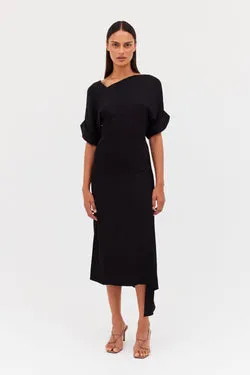 BLACK SATIN CREPE PALOMA DRESS