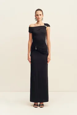 MIRO SLINKY JERSEY SLEEVELESS MAXI DRESS - BLACK