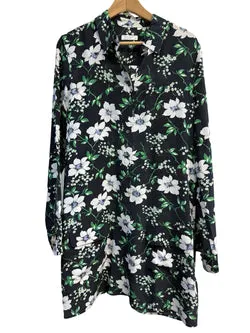 Equipment Black Floral Dress L