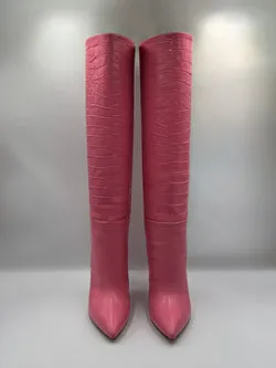 PARIS TEXAS Crocodile Embossed Leather Boots 38.5