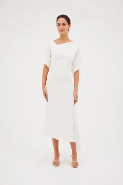 IVORY SATIN CREPE PALOMA DRESS