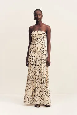 REA STRAPLESS PANELLED MAXI DRESS