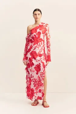 ALEYNA LONG SLEEVE RUFFLE MAXI DRESS