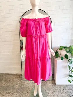 Steele Magenta Saffron Midi Dress - Size S (8 - 10)