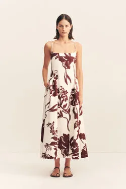 EMMETT SQUARE NECK PANELLED MIDI DRESS