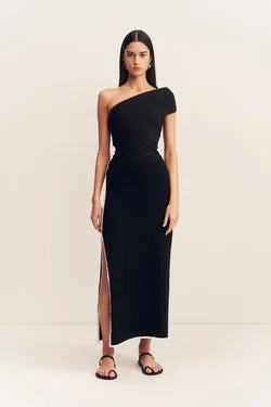 LENA SIDE SPLIT MAXI SKIRT - BLACK