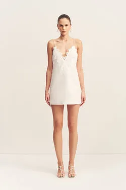 TOILE LINEN LACE MINI DRESS - IVORY