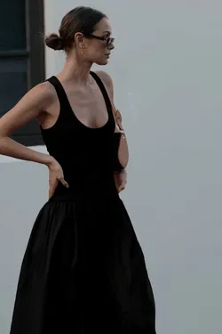 Naples Drop Waist Midi Dress - Black