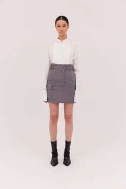 GREY WOOL PIVOT SKIRT