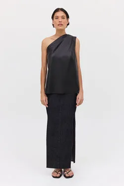 BLACK LEATHERETTE ANTONIA TOP