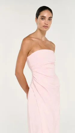 Strapless Wrap Midi Dress in Soft Pink