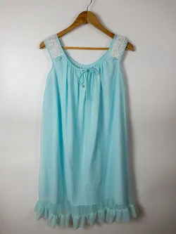 Sweet Vintage Baby Blue Sleeveless Night Dress XS
