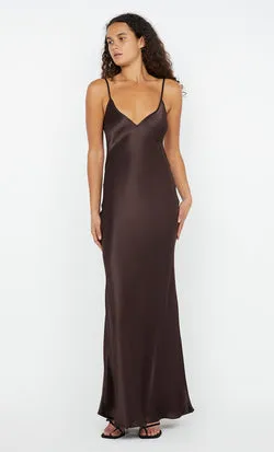 SOL TIE MAXI DRESS - DARK CHOCOLATE