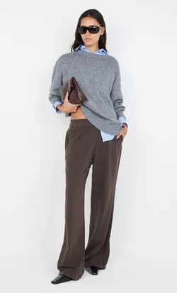 JORJA DOUBLE WAISTBAND PANT - DARK CHOCOLATE