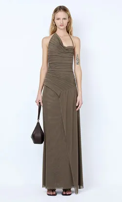 BRENNA PINTUCK MAXI DRESS - KHAKI