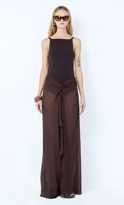 SOLENNE BACKLESS MAXI DRESS - DARK CHOCOLATE