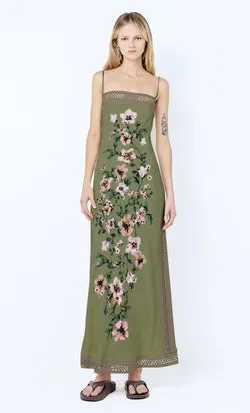 CAMELIA MAXI DRESS - OLIVE GARDENIA FLORAL