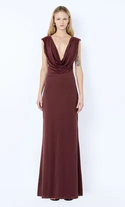 BRIGITTE COWL NECK MAXI DRESS - BLACKBERRY