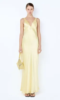 FLORENCE V NECK MAXI DRESS - CITRON