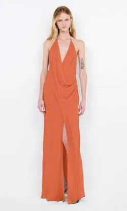 SABRINA DRAPE MAXI DRESS - PERSIMMON