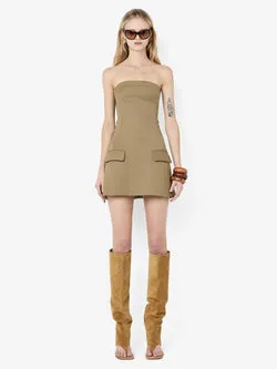 FAYE STRAPLESS MINI DRESS - OLIVE