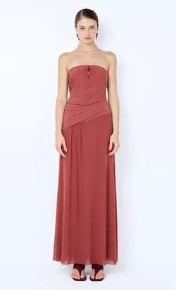 ISIDORE STRAPLESS MAXI DRESS - GARNET