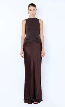 MIRABELLE COWL NECK MAXI DRESS - DARK CHOC/ESPRESSO