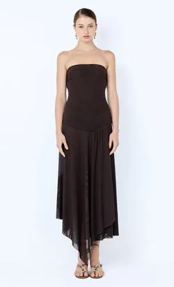 EVA STRAPLESS MIDI DRESS - DARK CHOCOLATE