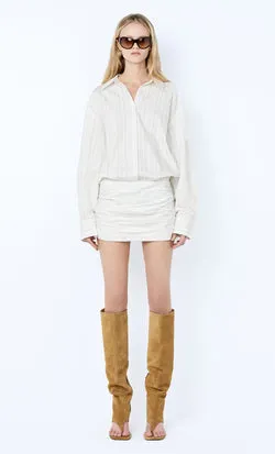 ROMI LONG SLEEVE MINI DRESS - IVORY/BLACK STRIPE