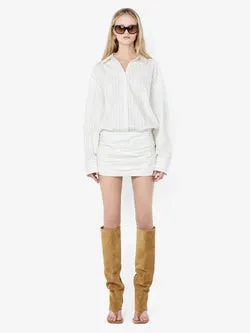 ROMI LONG SLEEVE MINI DRESS - IVORY/BLACK STRIPE