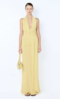 CASSIS DRAPE MAXI DRESS - CITRON