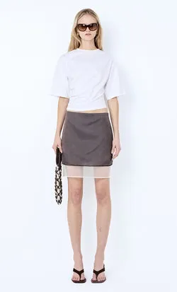 ELOISE LAYERED SKIRT - DARK CHOC/WHITE