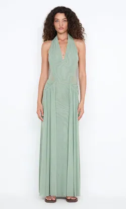 JUNIPER HALTER MAXI DRESS - PISTACHIO