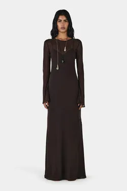 Anouk Silk Maxi Dress Chocolate